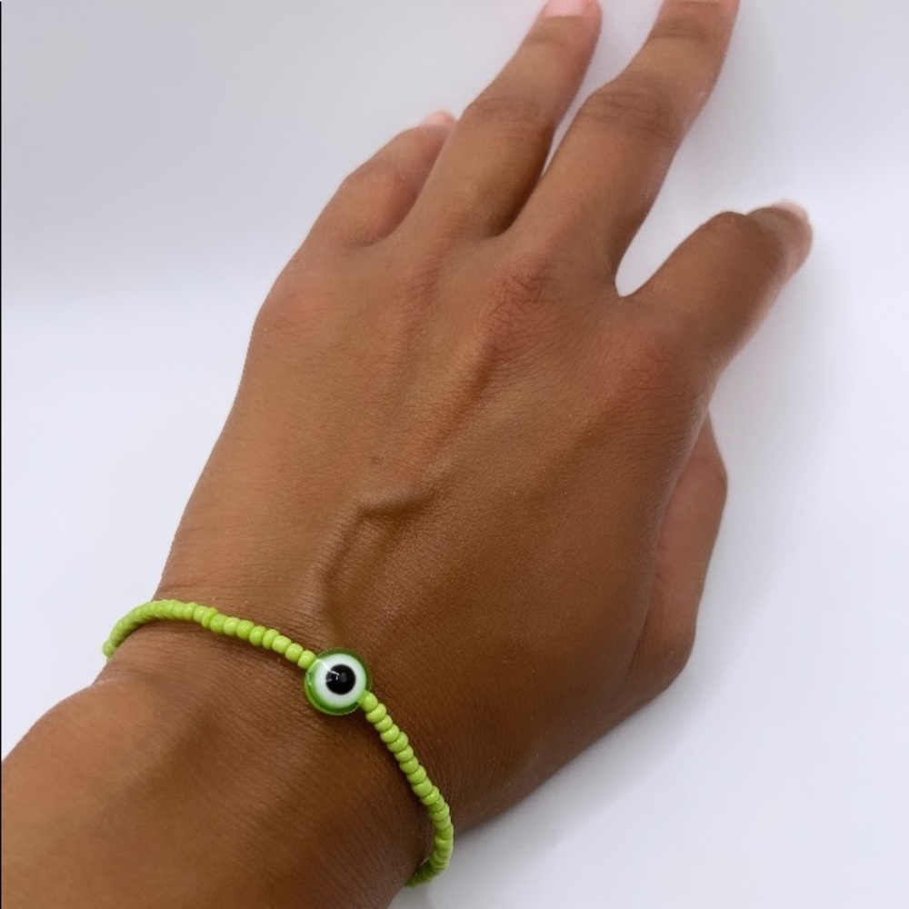 Evil Eye Y2K Inspired Glass Seed Bead Stretch Bracelet